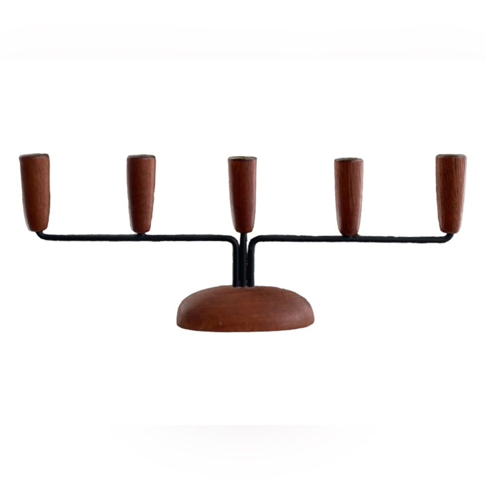Iconic Danish Teak Luthje Mid-Century MCM Candle Holder Tapered